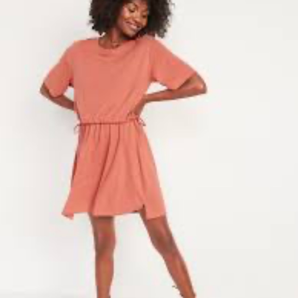 Old Navy waist defined linen blend dress in burnt orange size large
